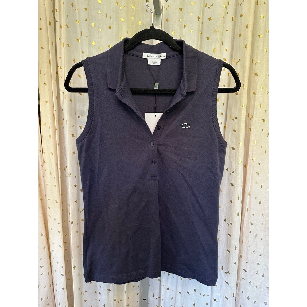 NWT Lacoste Navy Blue Stretch Cotton Slim Fit UV Protect Golf Polo Shirt 6 - Picture 2 of 5